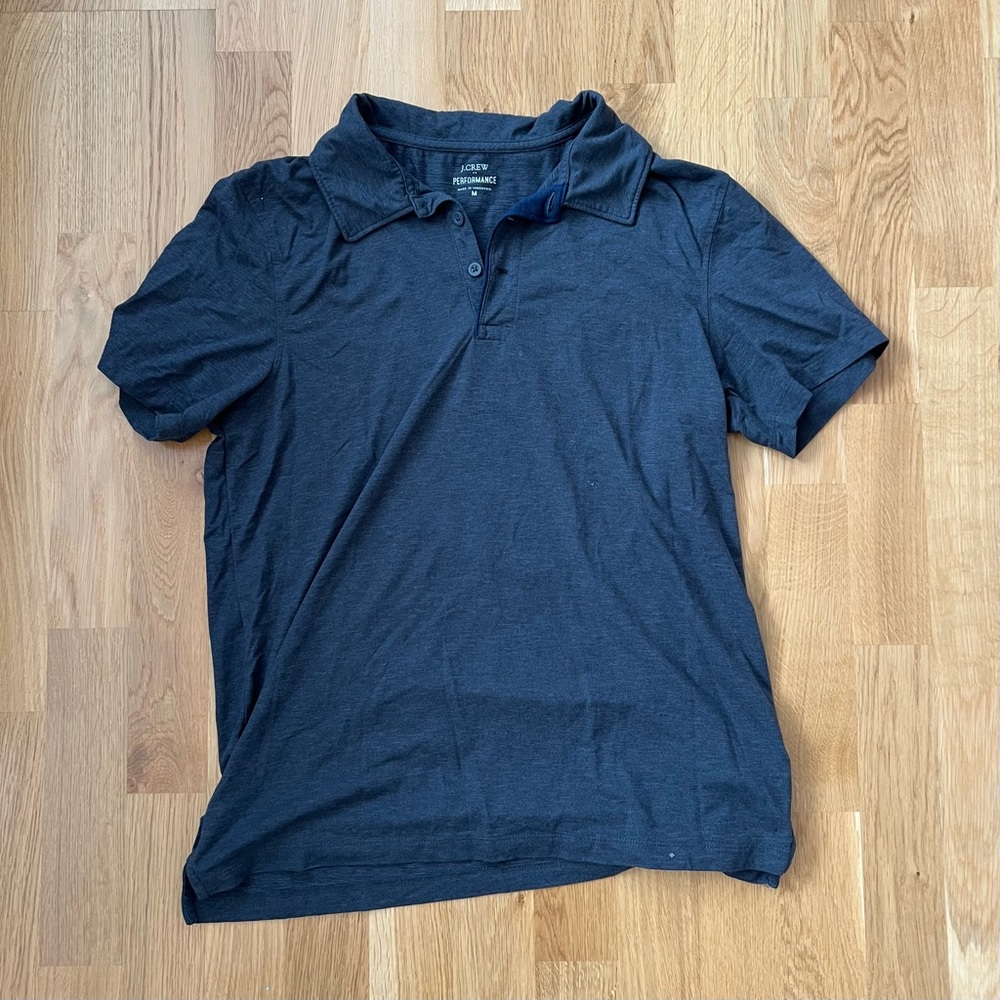 J Crew Men’s Polo Size M Grey with Navy Trim